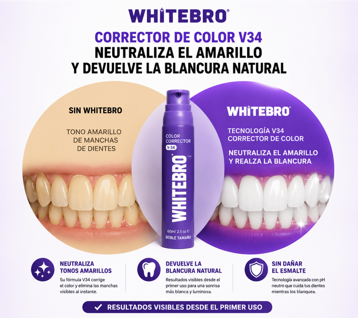 Blanqueador Dental V34 Whitebro 60 ml