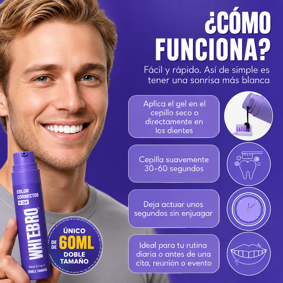 Blanqueador Dental V34 Whitebro 60 ml
